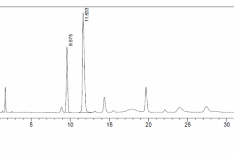 HPLC chromatogram of extract using NADES composition (betaine: sorbitol [1:1.2])